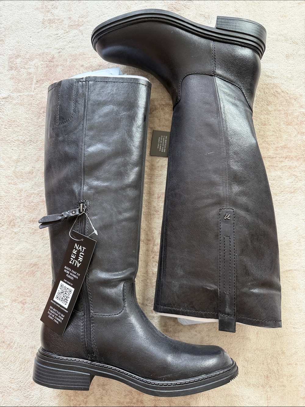 Naturalizer Ontime Narrow Calf Black Leather Mid-Calf Pull-On Boots